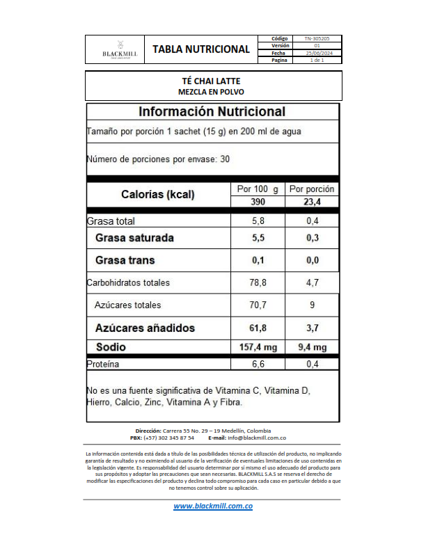 TE CHAI LATTE MIXTTO BOLSA DE 1 KG