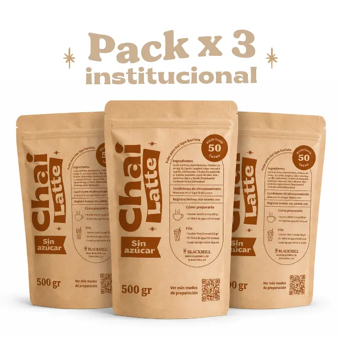 PACK X 3 TE CHAI LATTE SIN AZÚCAR BOLSA DE 500 GR